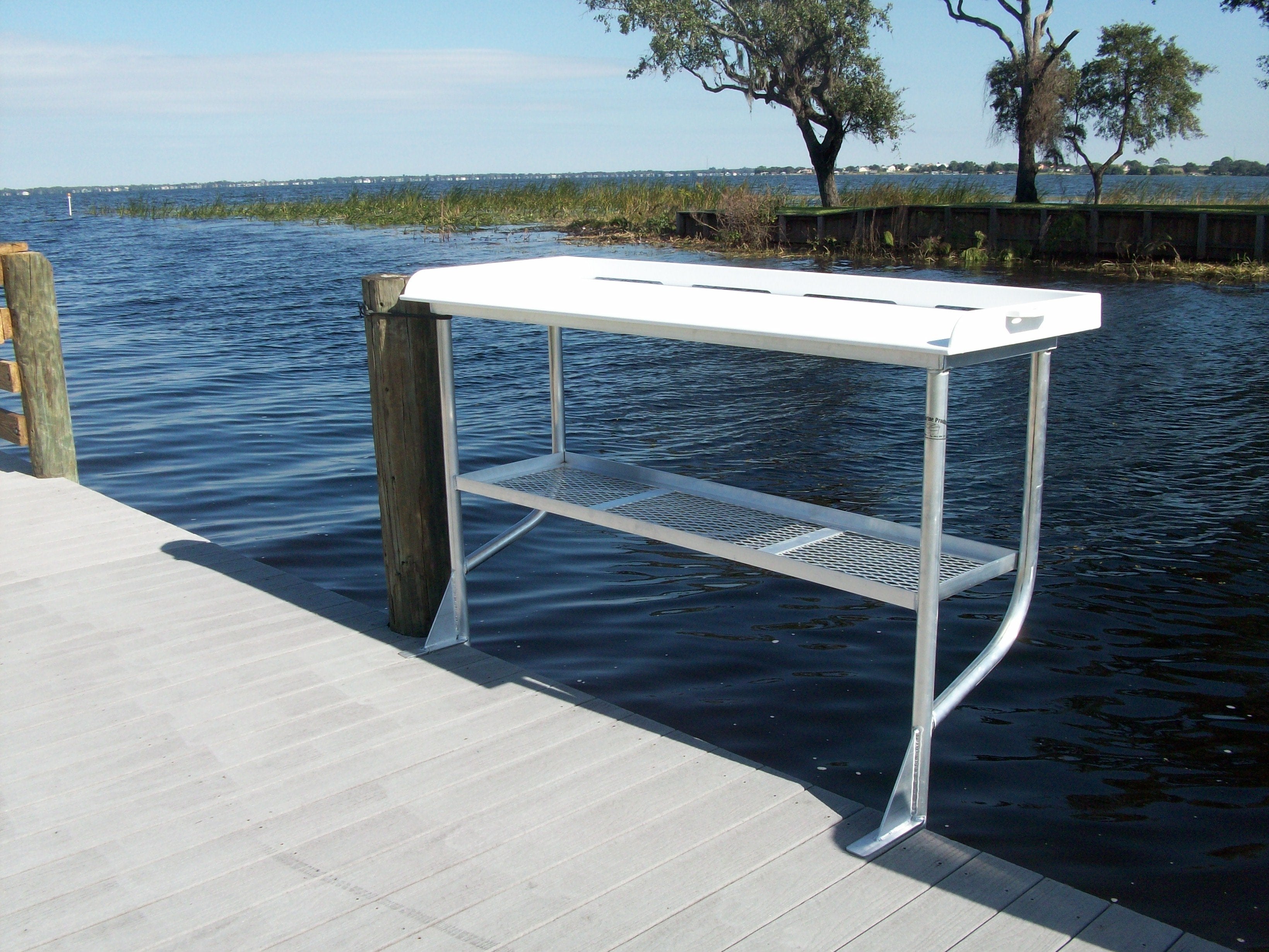 fish cleaning table accessories Dock Overhang Fish Cleaning Table w/shelf 68" x 23”