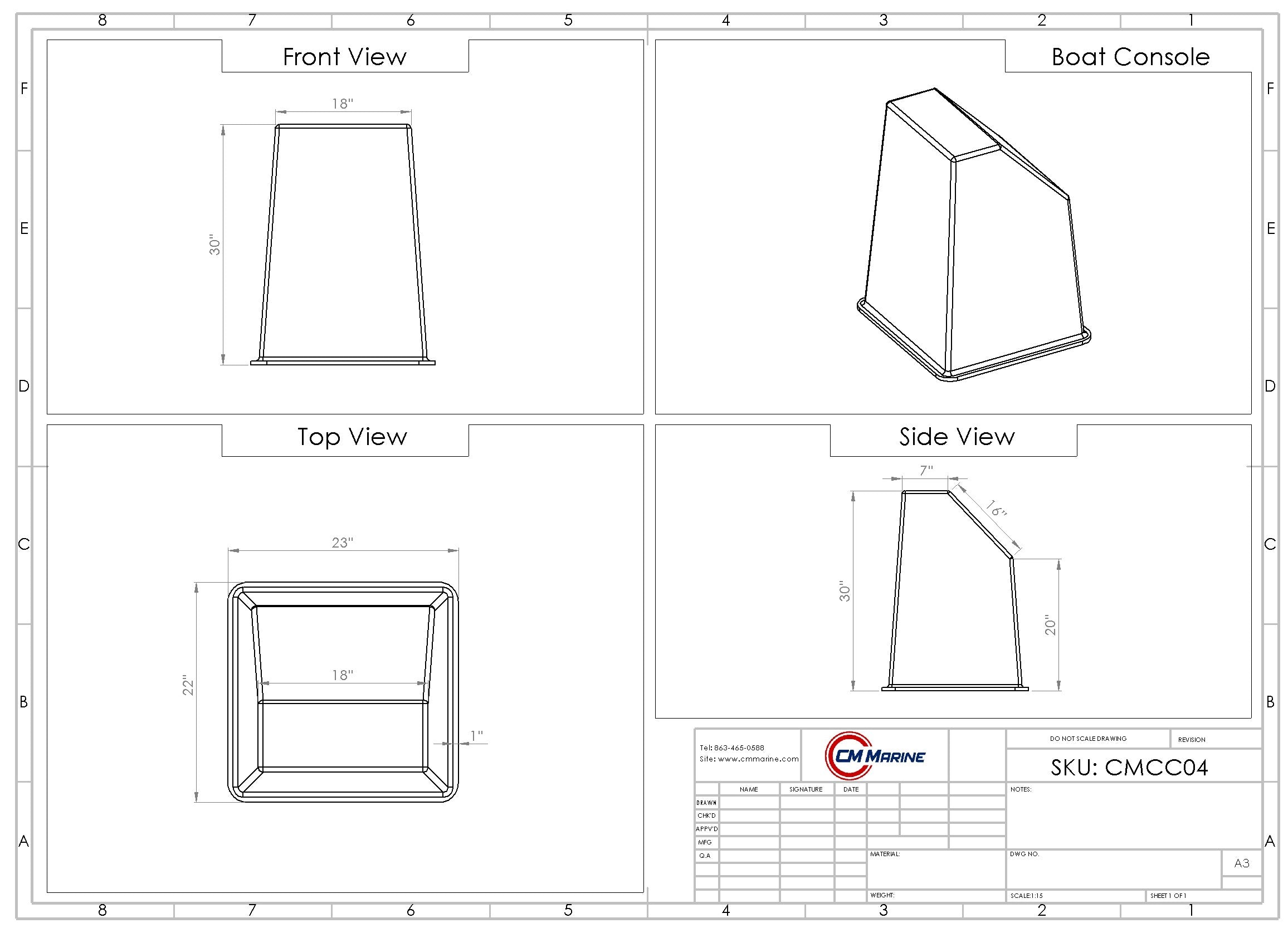 Fiberglass Boat Console - 30