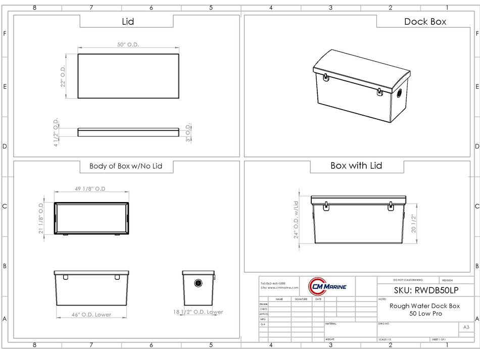 Dock Box - Rough Water - 50" W x 24" H x 22" D