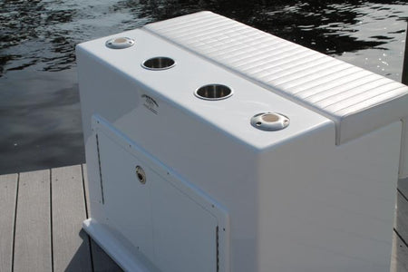 C&M Lean Post W/Cabinet 4 S/S Rod Holders Storage under Seat