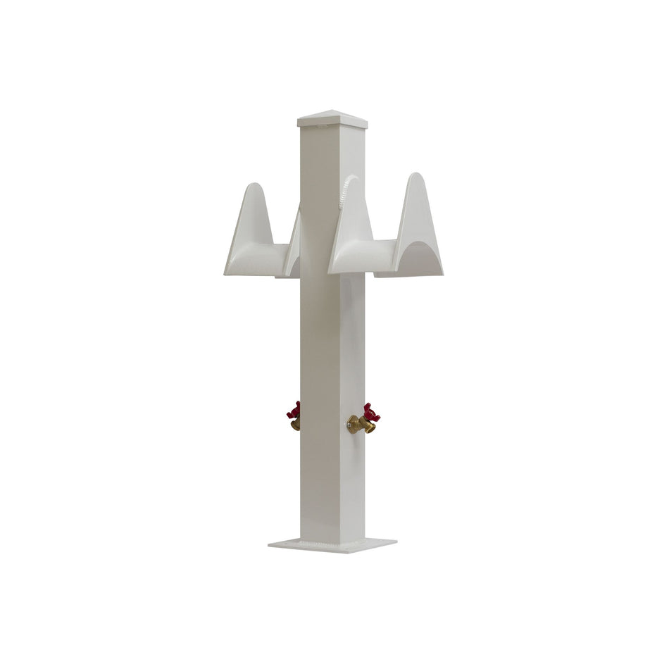 Double Dock Water Pedestal Stanchion with 2 Hose Holders, 2 Spigots, 36-Inch